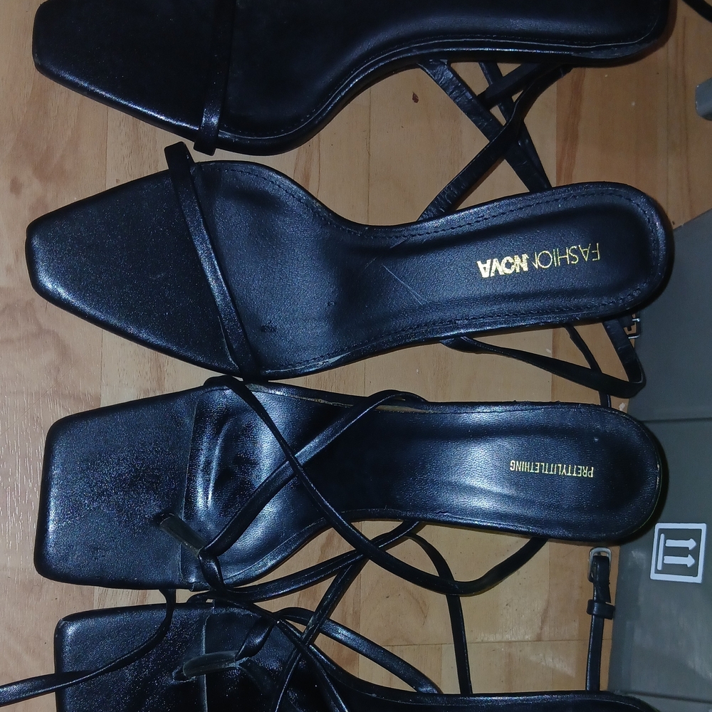 Fashion Nova Sleek Black Strappy Heels